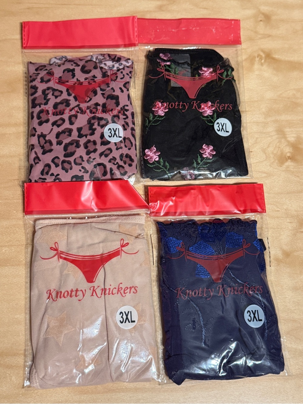 Knotty Knickers Women’s 4-Pack Panties Set - Mixed Colors (3XL)